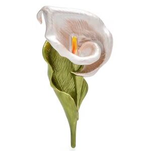 Calla Lily Cream Floral Brooch – Enamel Floral Statement Pin